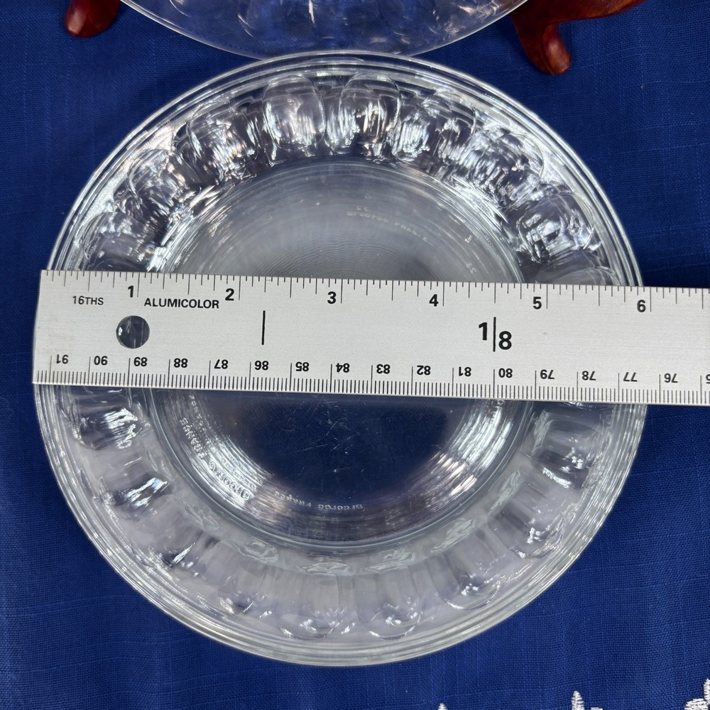 7 Vintage clear glass thumbprint rim salad plate Arcoroc France 6" - Picture 6 of 6